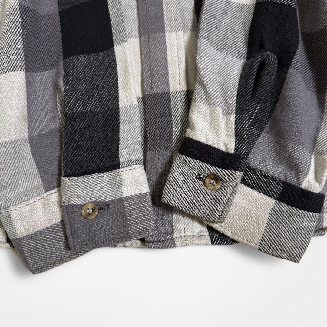 90s FIVE BROTHER 白黒 好配色 ブロックチェック ネルシャツ - メルカリ