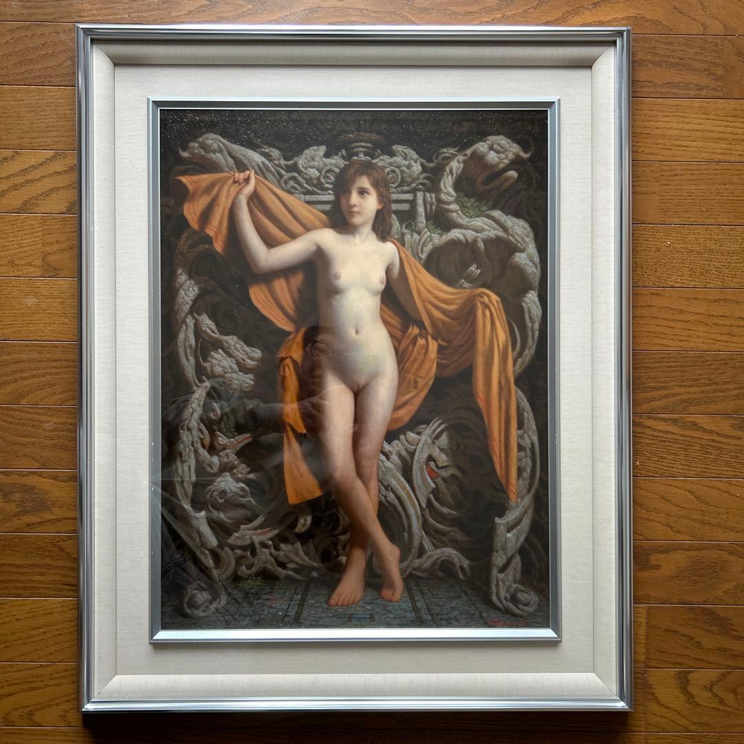 絵画　油彩画　少女　嶋根幸延　「少女裸婦」 古径洞画廊