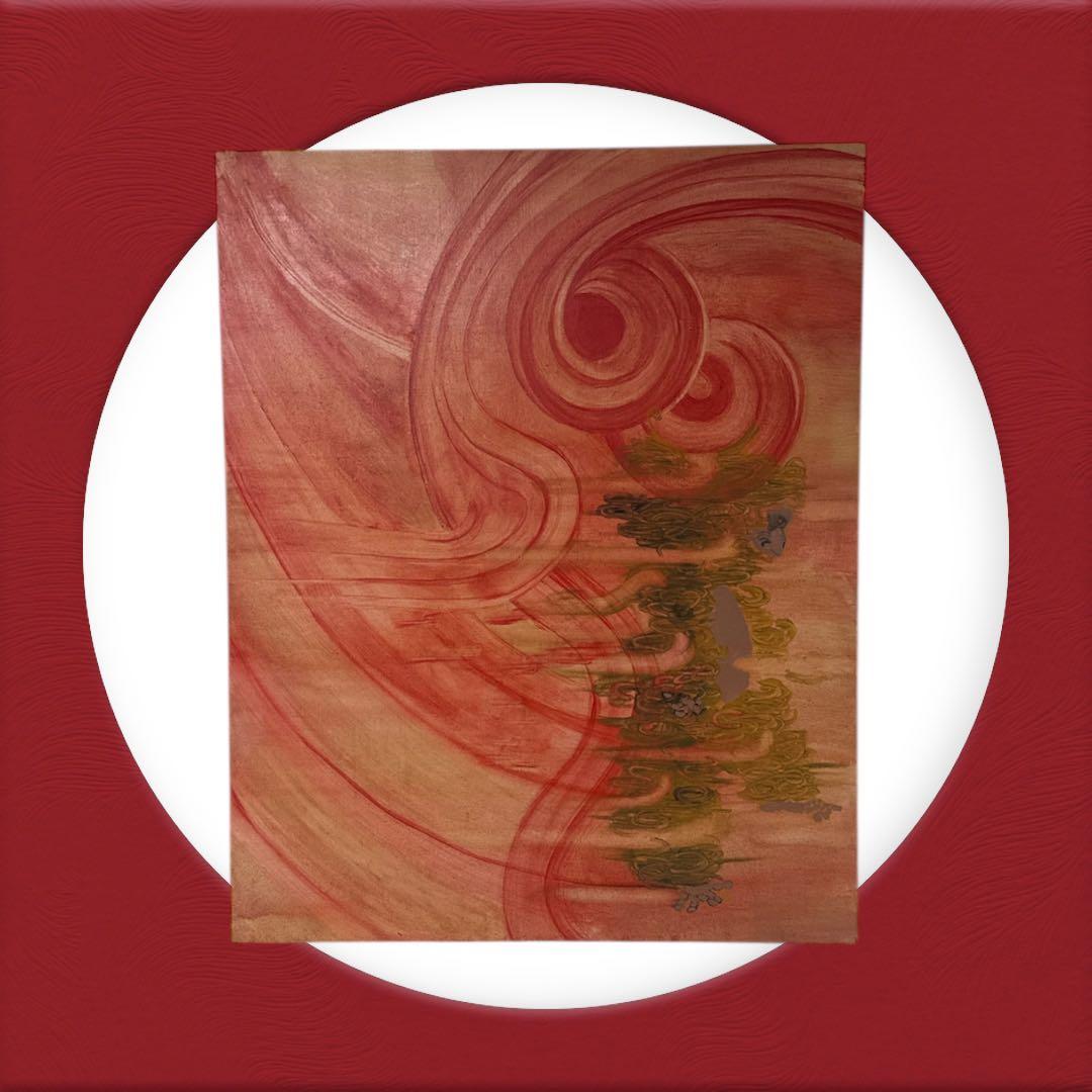 「日猿」　油絵　大作　油彩　猿　日本画