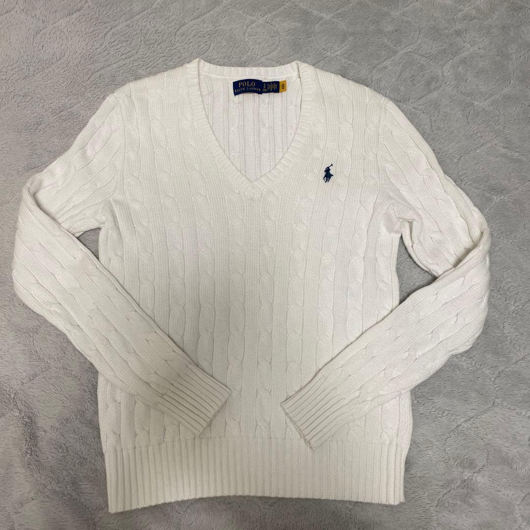 ポロ　ラルフローレン　リブニットセーター　ホワイト