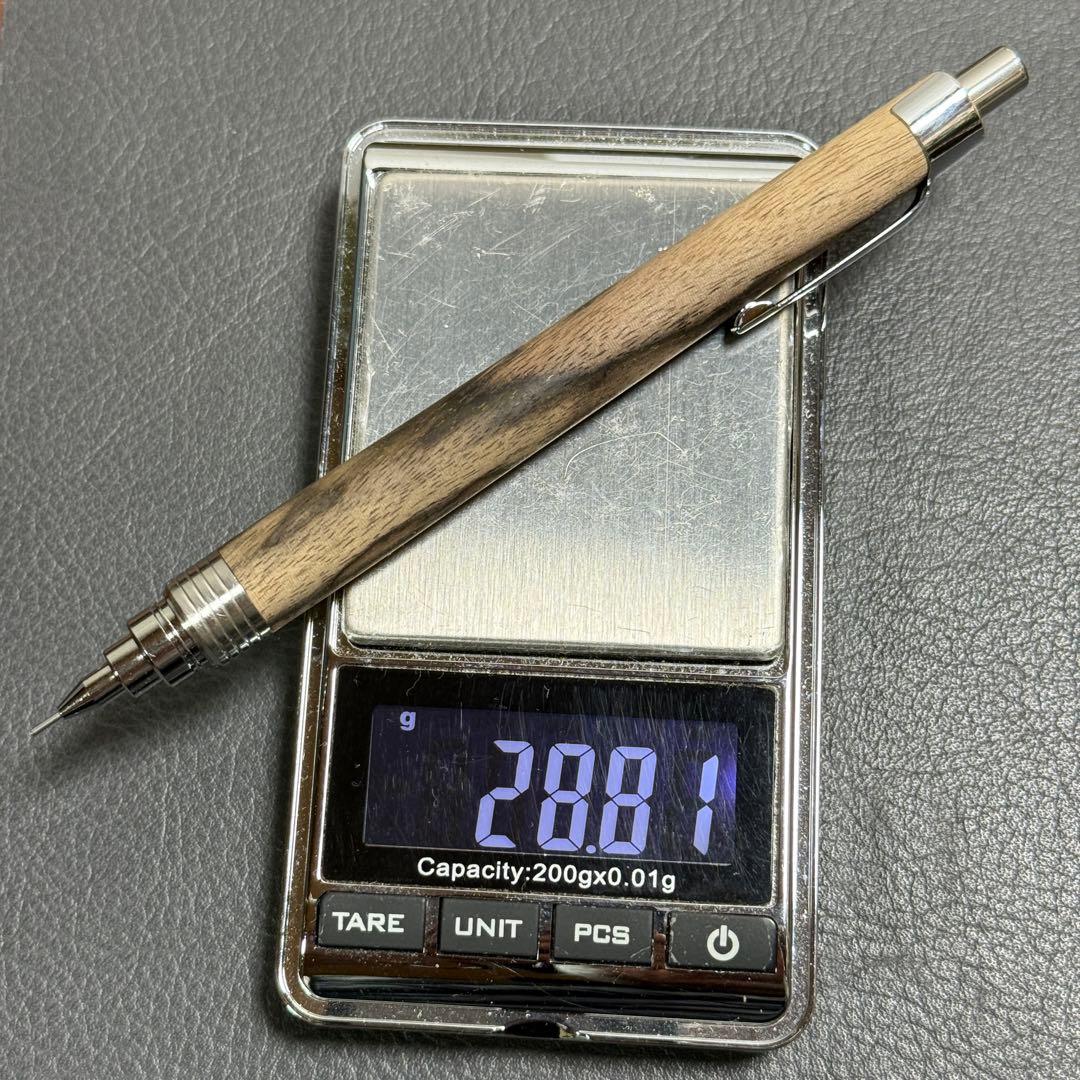 99黒柿 木軸シャーペン 最強低重心 ステンレス 溝付き 無塗装