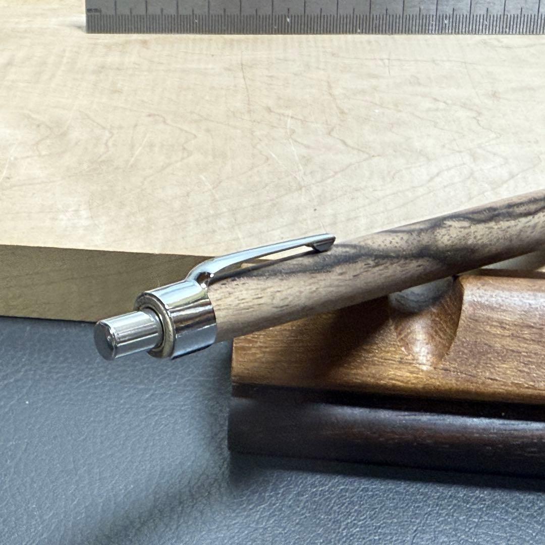 99黒柿 木軸シャーペン 最強低重心 ステンレス 溝付き 無塗装