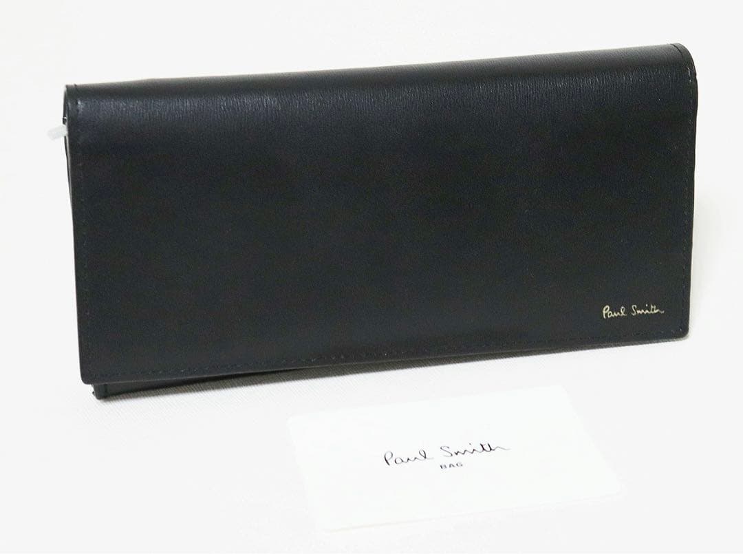 《ポールスミス》新品 ポケット多数 艶のある美しいレザー かぶせ式長財布