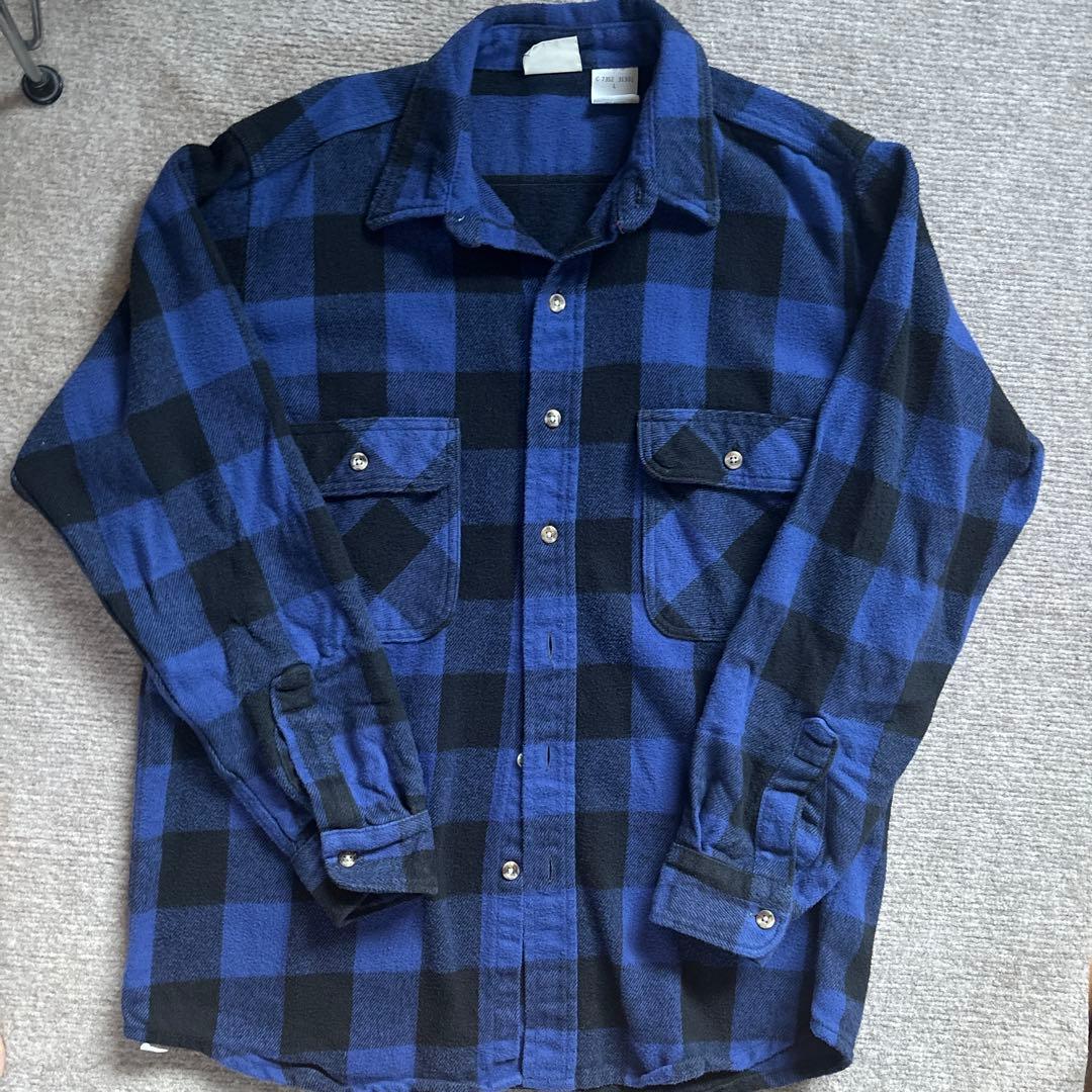 FIVE BROTHERS 青黒チェックネルシャツ Lサイズ