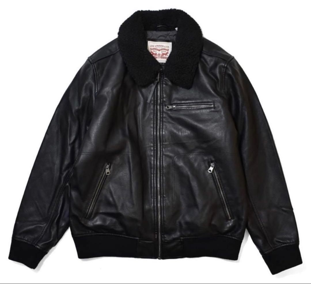 Levi'sレザー ボンバージャケット ブラック メンズ