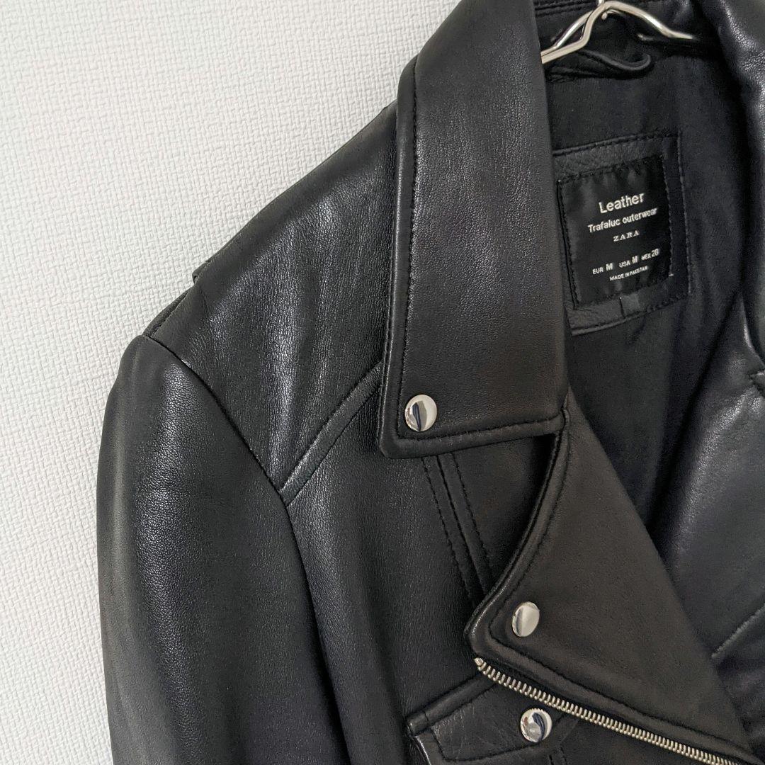 ZARA ザラ 羊革 ラムレザー ベルト ライダースジャケット ダブル