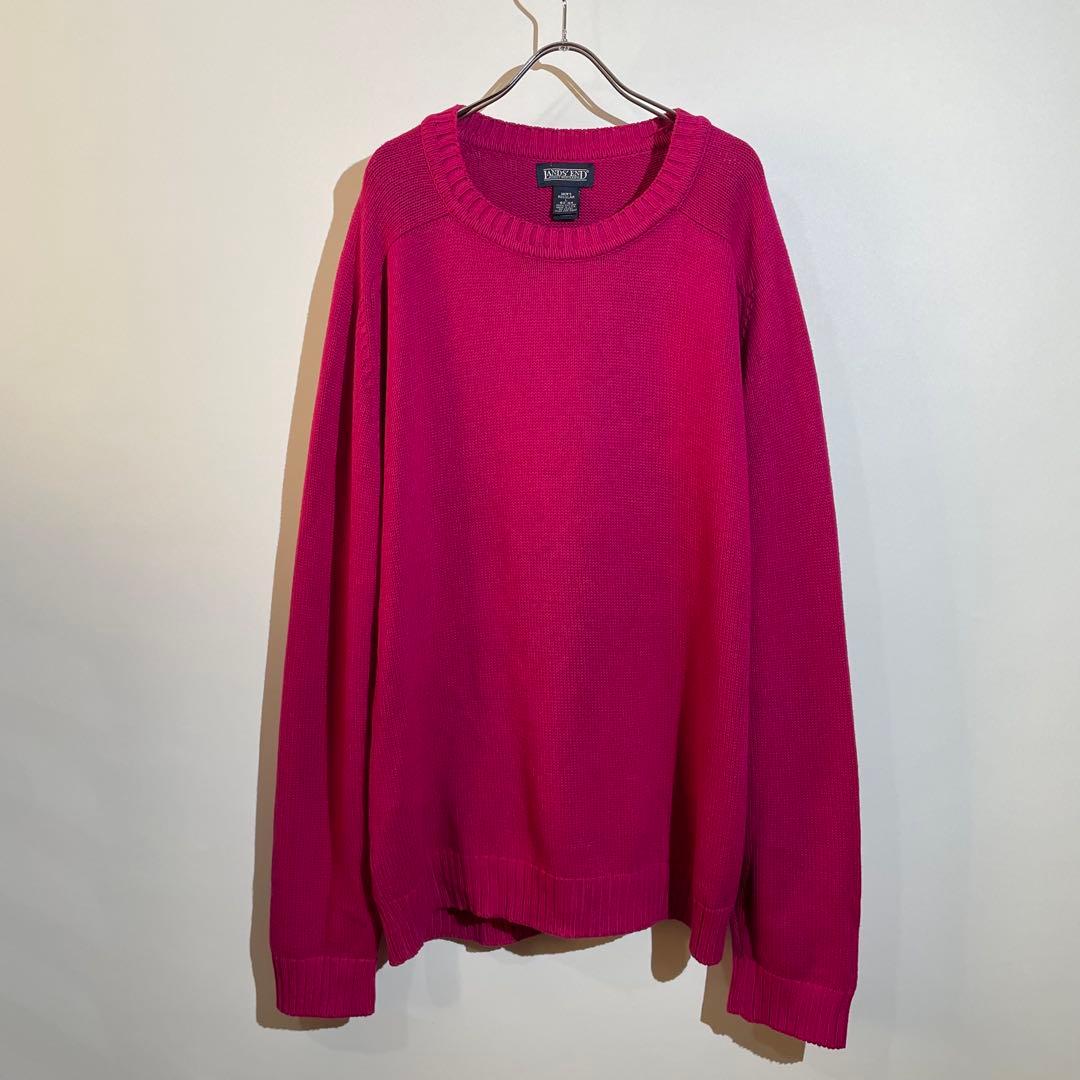 90s LAND'S END ドリフターセーター　ニット　コットン　L USA製 1990s. land's end drifter cotton knit 「ランズエンド」 USA製 名作
