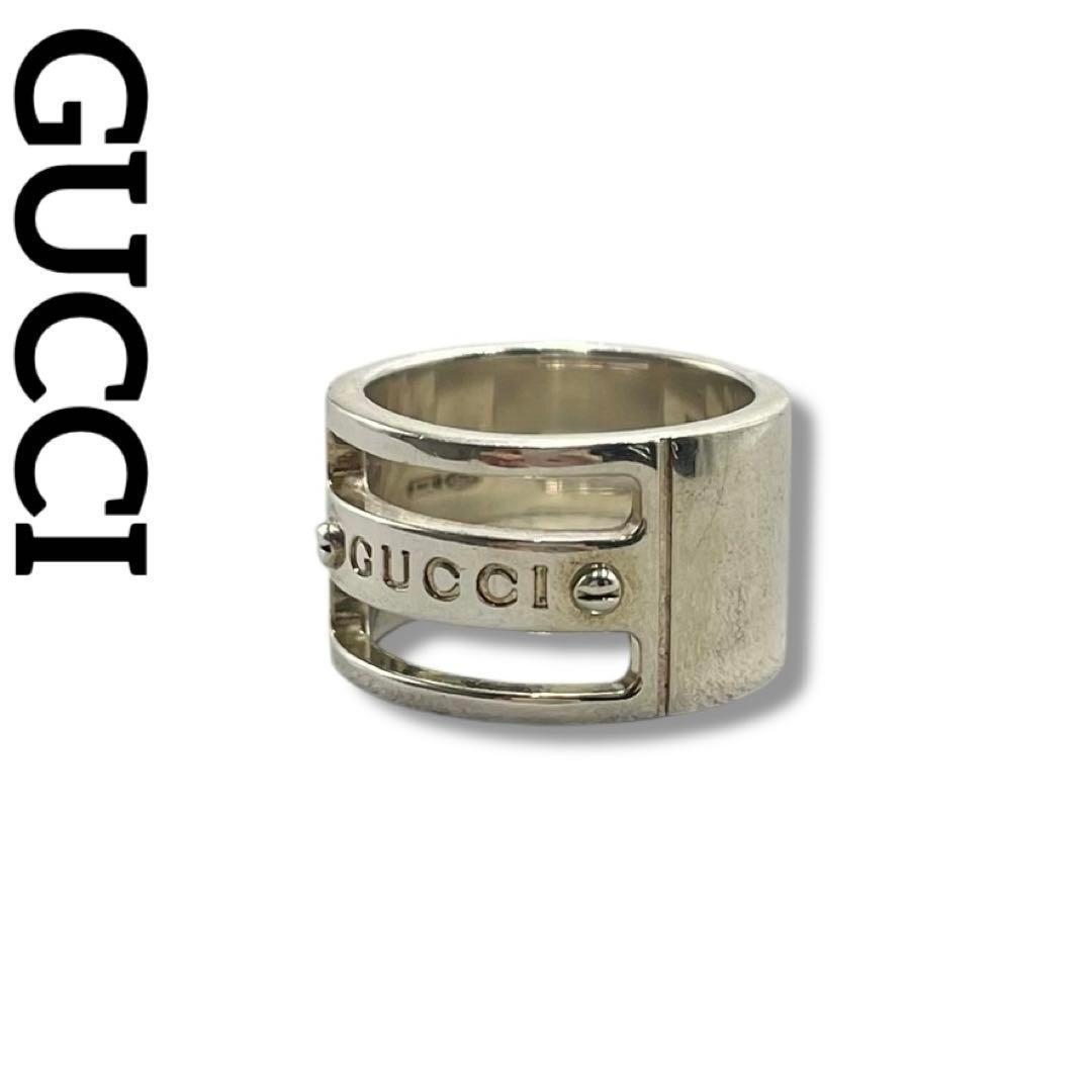 美品 GUCCI グッチ ビス ロゴ リング ビンテージ メンズ 10号 希少