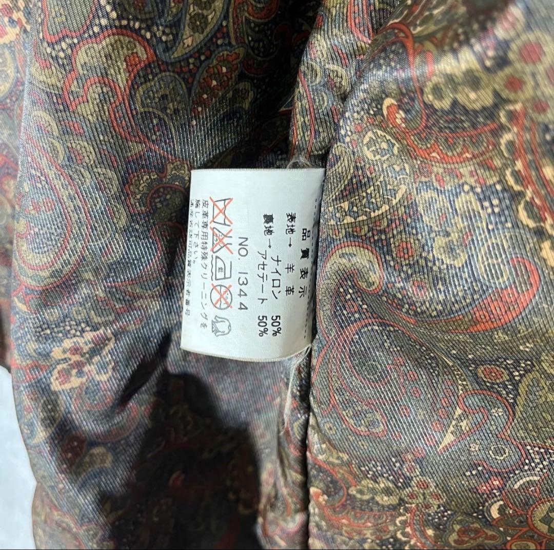 90s 羊革 ダブル レザージャケット L 黒 ラムレザー ペイズリー - メルカリ