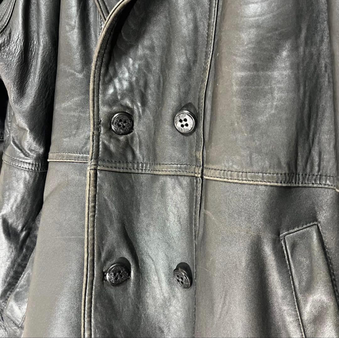 90s 羊革 ダブル レザージャケット L 黒 ラムレザー ペイズリー - メルカリ