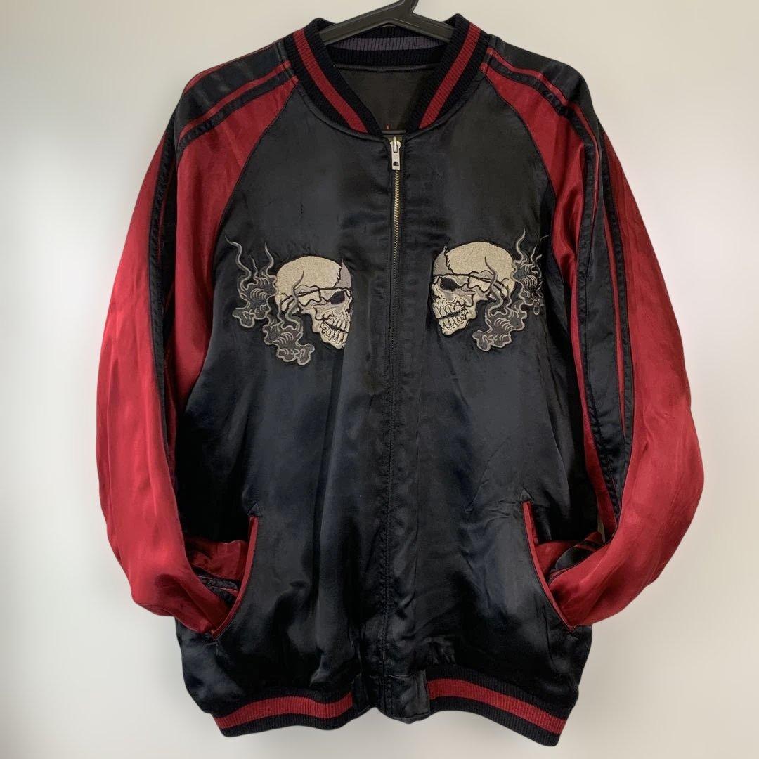 傑作 花旅楽団 SCRIPTスクリプト リバーシブル スカジャン 獅子 髑髏