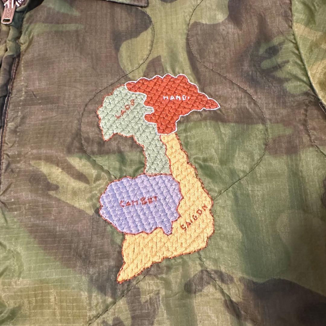 60s ベトジャン 迷彩 スカル 骸骨 スカジャン 刺繍 裏地なし