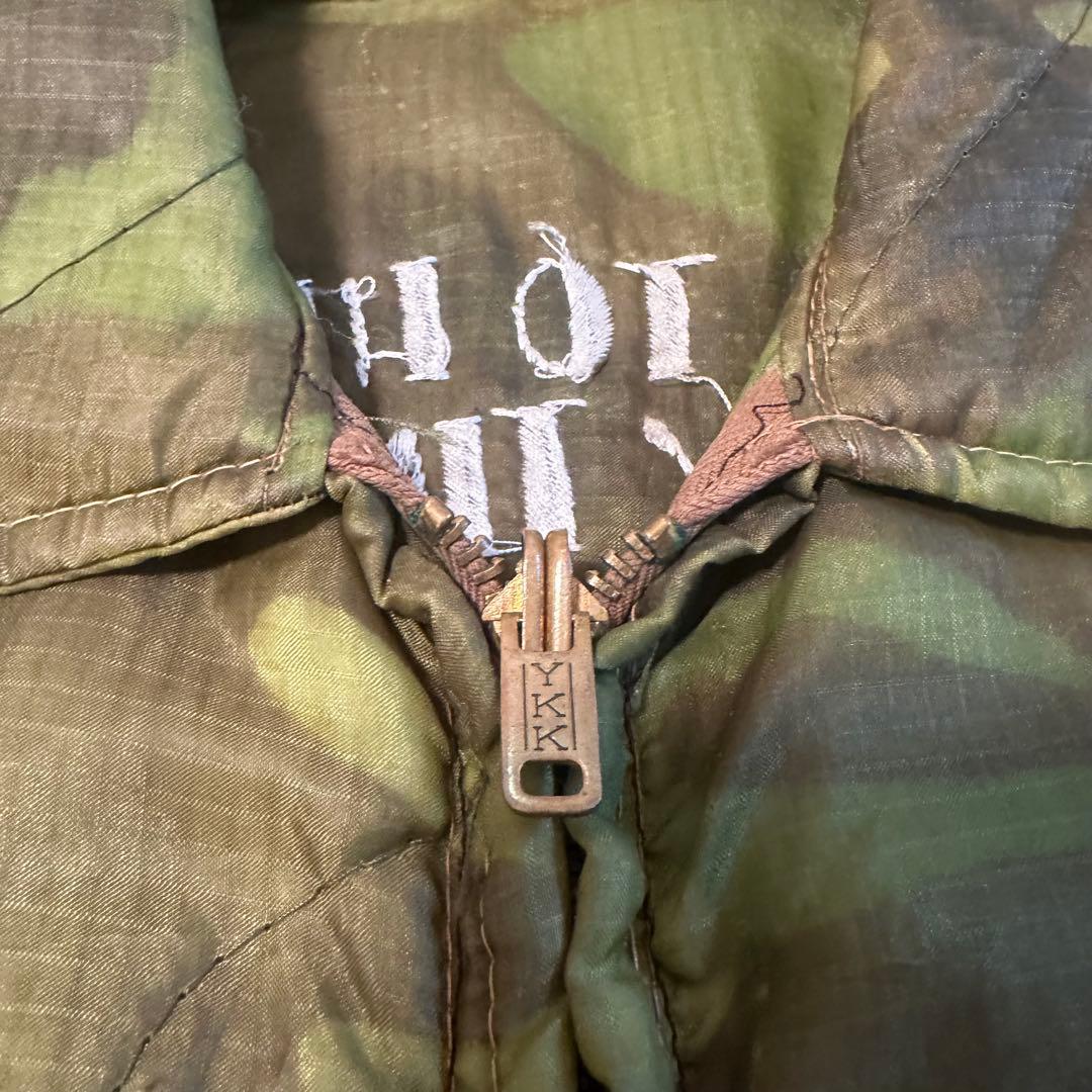 60s ベトジャン 迷彩 スカル 骸骨 スカジャン 刺繍 裏地なし