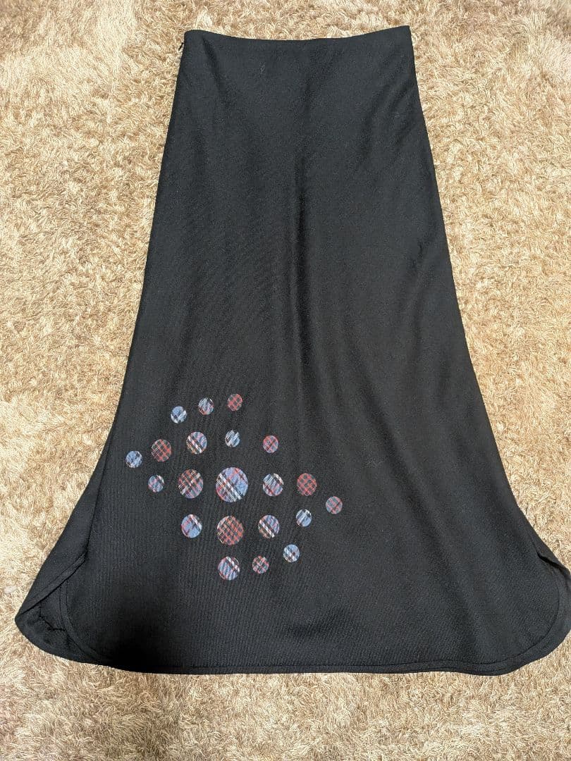 Y's YOHJI YAMAMOTO NOIR 黒のロングスカートチェックット柄