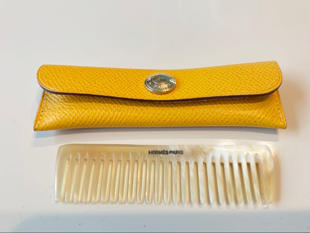 《未使用》Hermes エルメス バッファローホーン くし コーム レザーケース