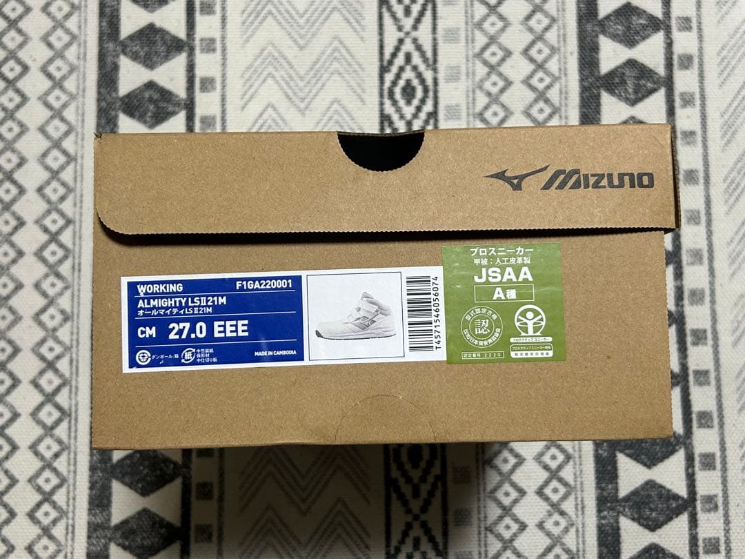安全靴　27cm Mizuno ミズノ　ホワイト ハイカット