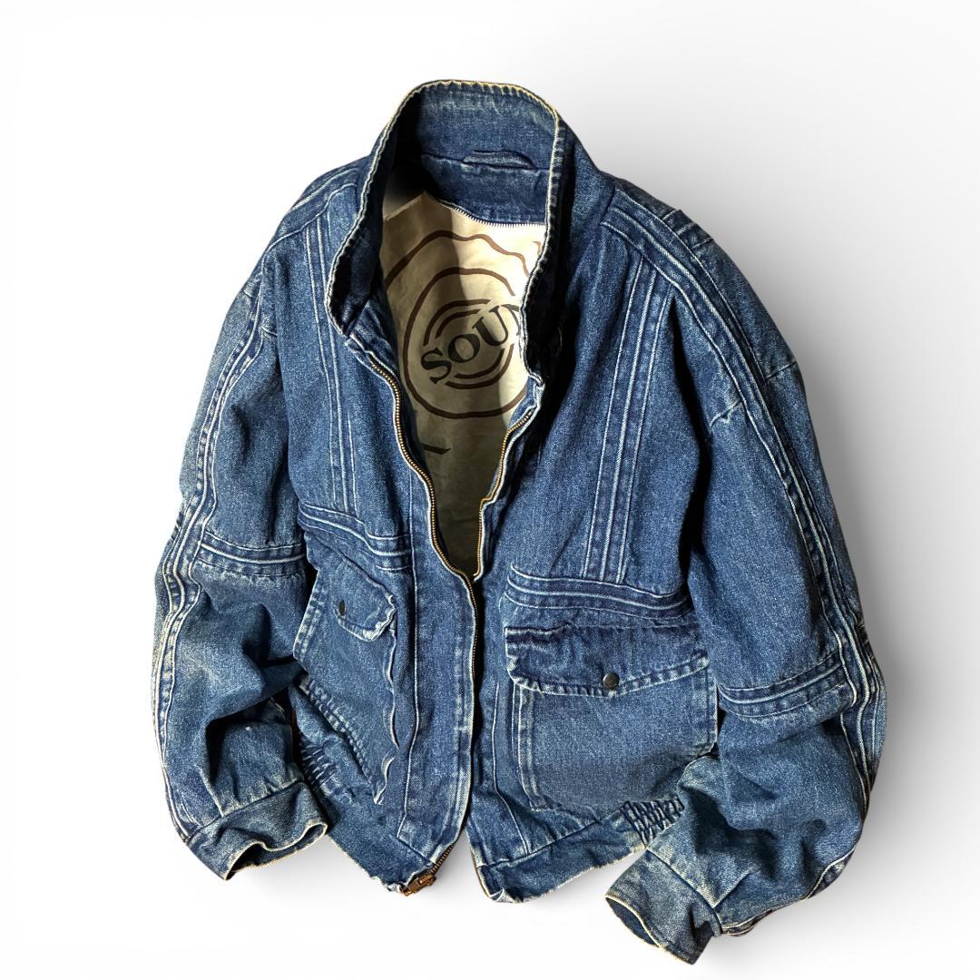 90s デニムジャケット ジップアップ 短丈 ワークジャケット フェード