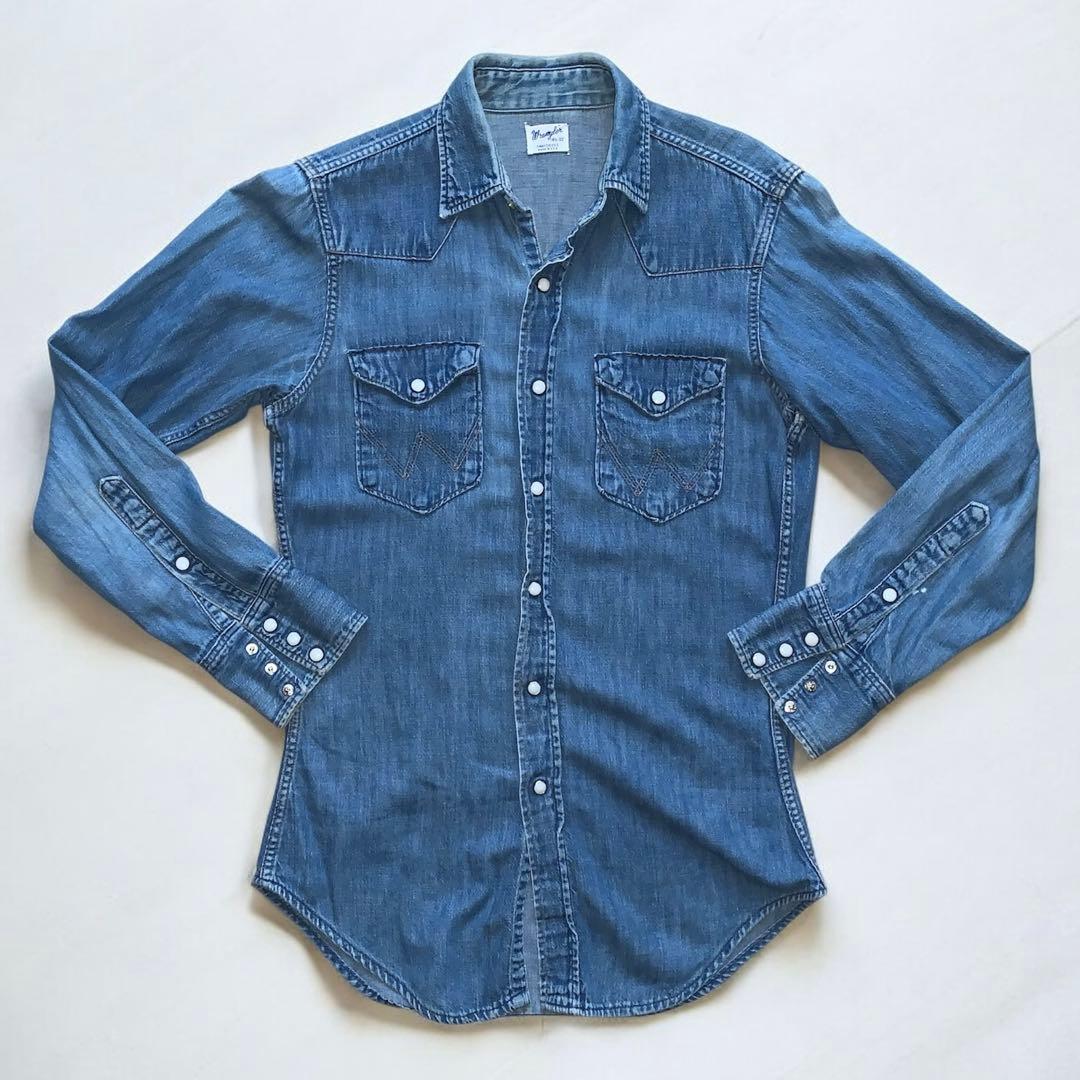 60s ビンテージ ラングラー デニムウェスタンシャツ27MW/14.5-32