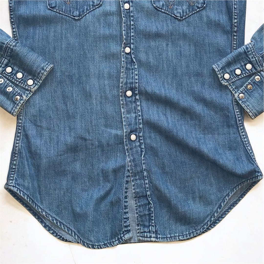60s ビンテージ ラングラー デニムウェスタンシャツ27MW/14.5-32