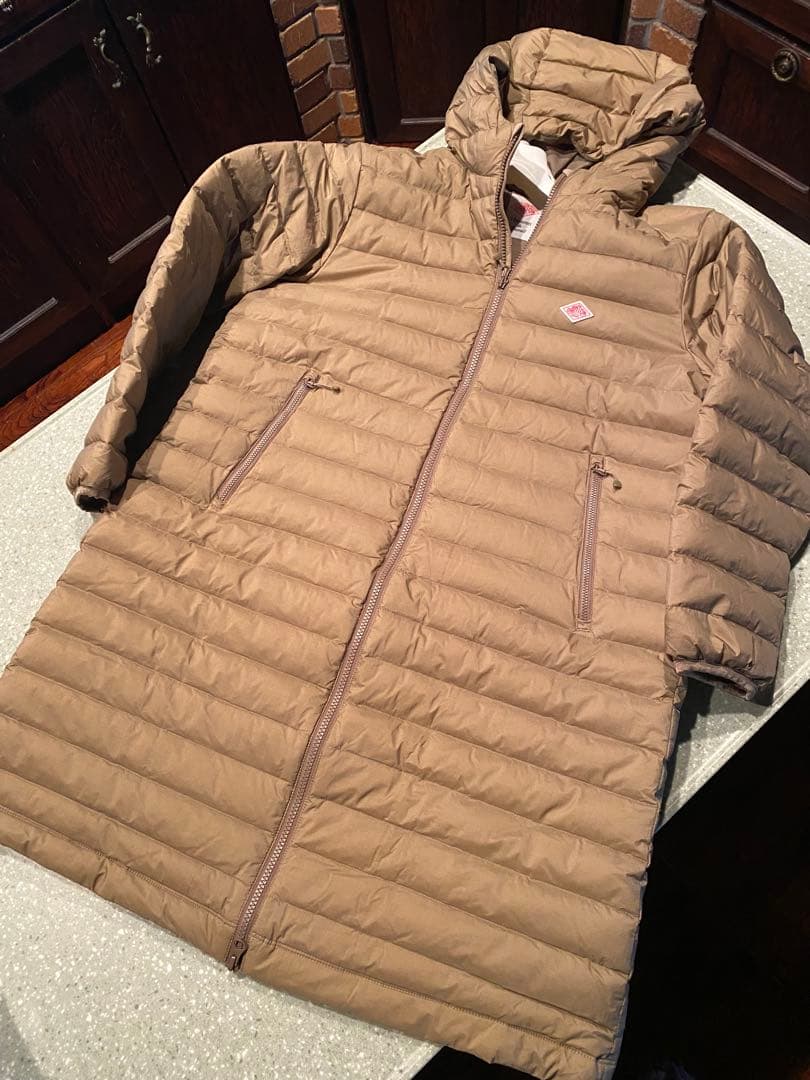 DANTON ダントン ミドルダウン フード付き コート Ｌサイズ（ベージュ）