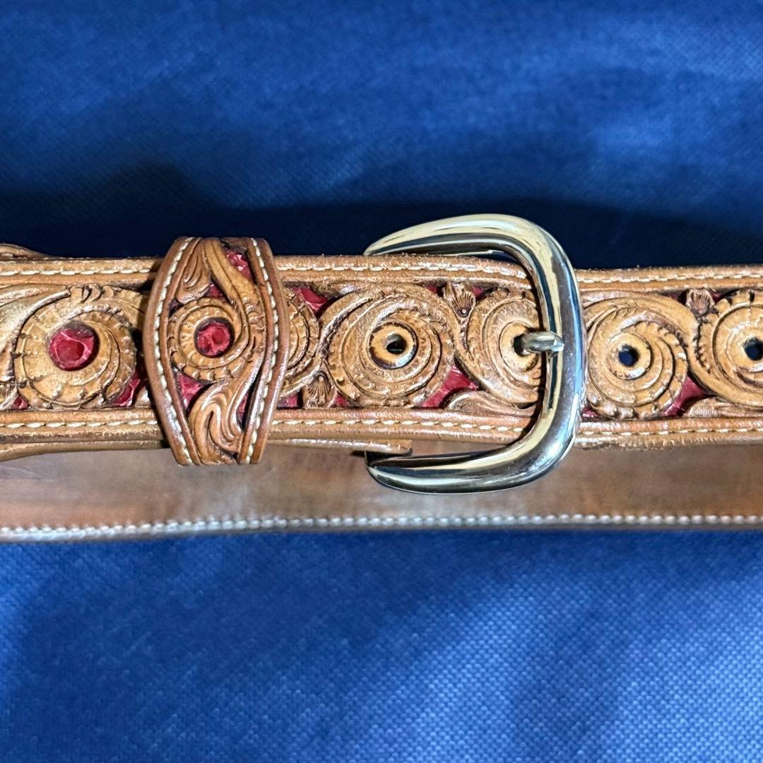 FUNNY 窪田クラフト ベルト 34インチ ハーマンオーク ターコイズクボタ