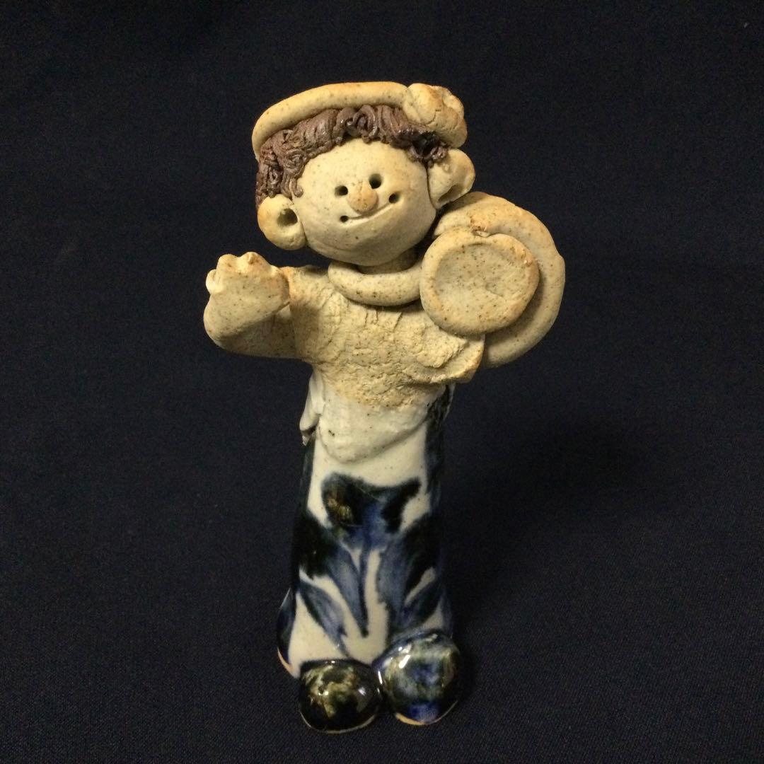 砥部焼 青芳人形 3体セット 楽器 陶器人形 森元青芳作 置物 T364