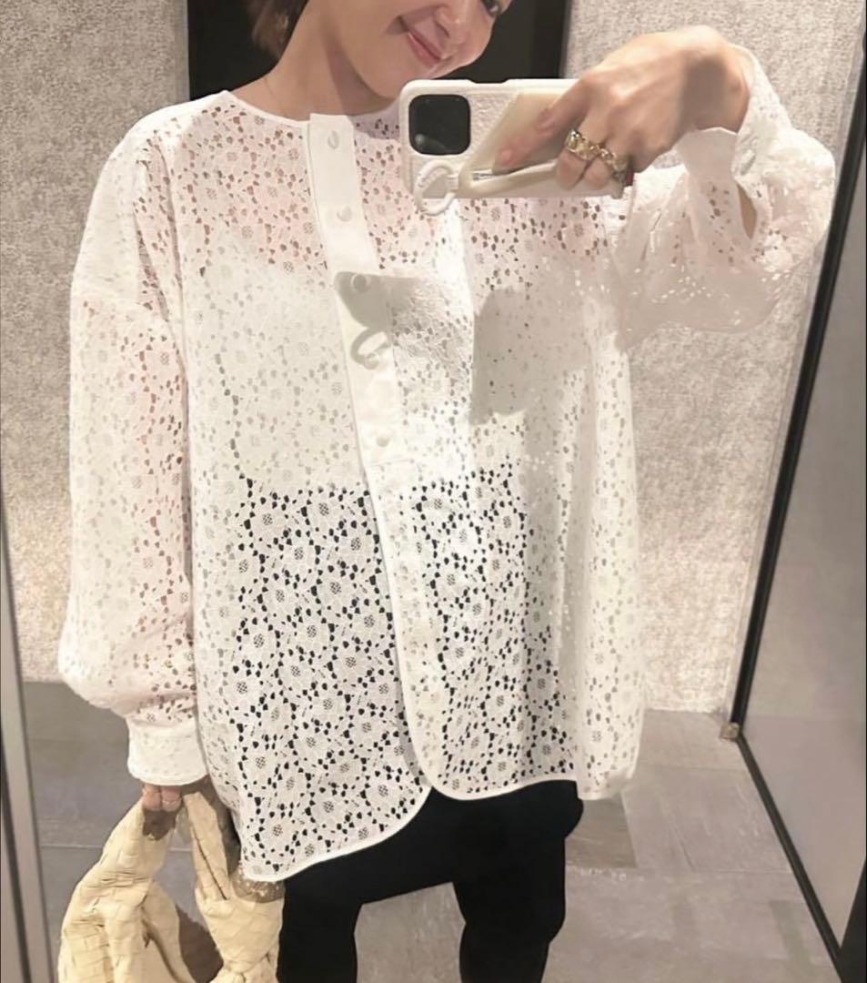 yori【2025AW】フロッキーレースシャツ ホワイト 新品未使用