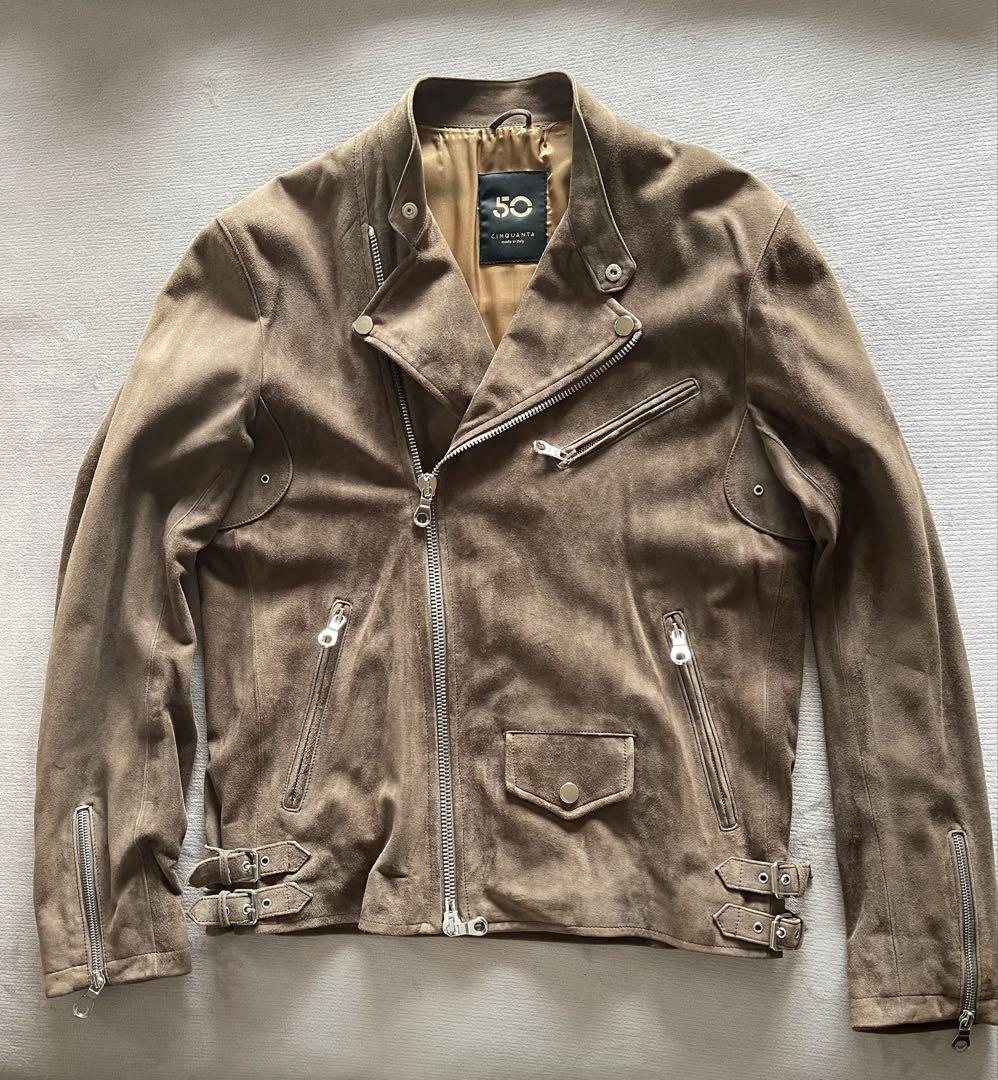 美品】CINQUANTA “48” スエード スタンドカラー ライダースJKT