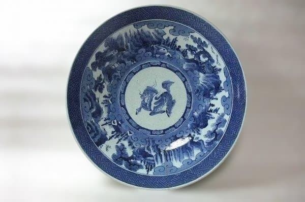 古伊万里 染付 麒麟 雲文 山水 大皿 江戸後期 継ぎ手 径;47cm 骨董 古伊万里 染付 山水雲龍文 なます皿 江戸後期 E006 | iichi 日々の