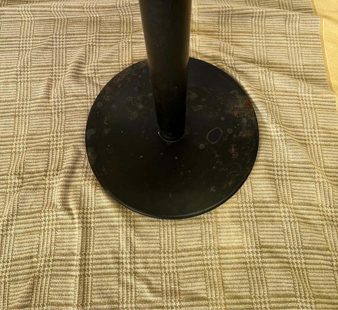 中古品】アイアンフレーム 木製天板 ラウンドテーブル カウンター