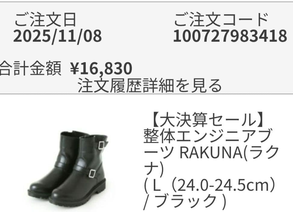 整体エンジニアブーツ RAKUNA 24.5cm