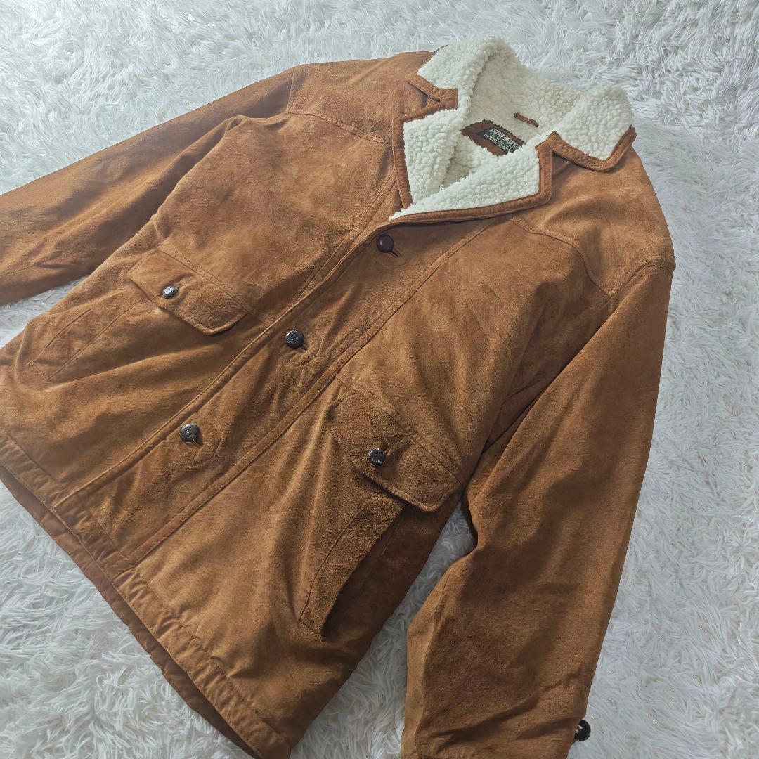 希少】豚革 ムートンジャケット 裏ボア 肉厚 XL相当 冬防寒 90s