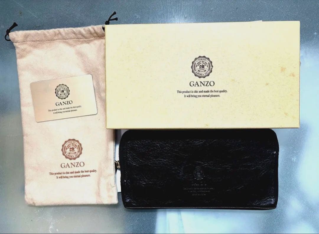 【GANZO】 ガンゾ ミネルバナチュラル　ファスナー長財布