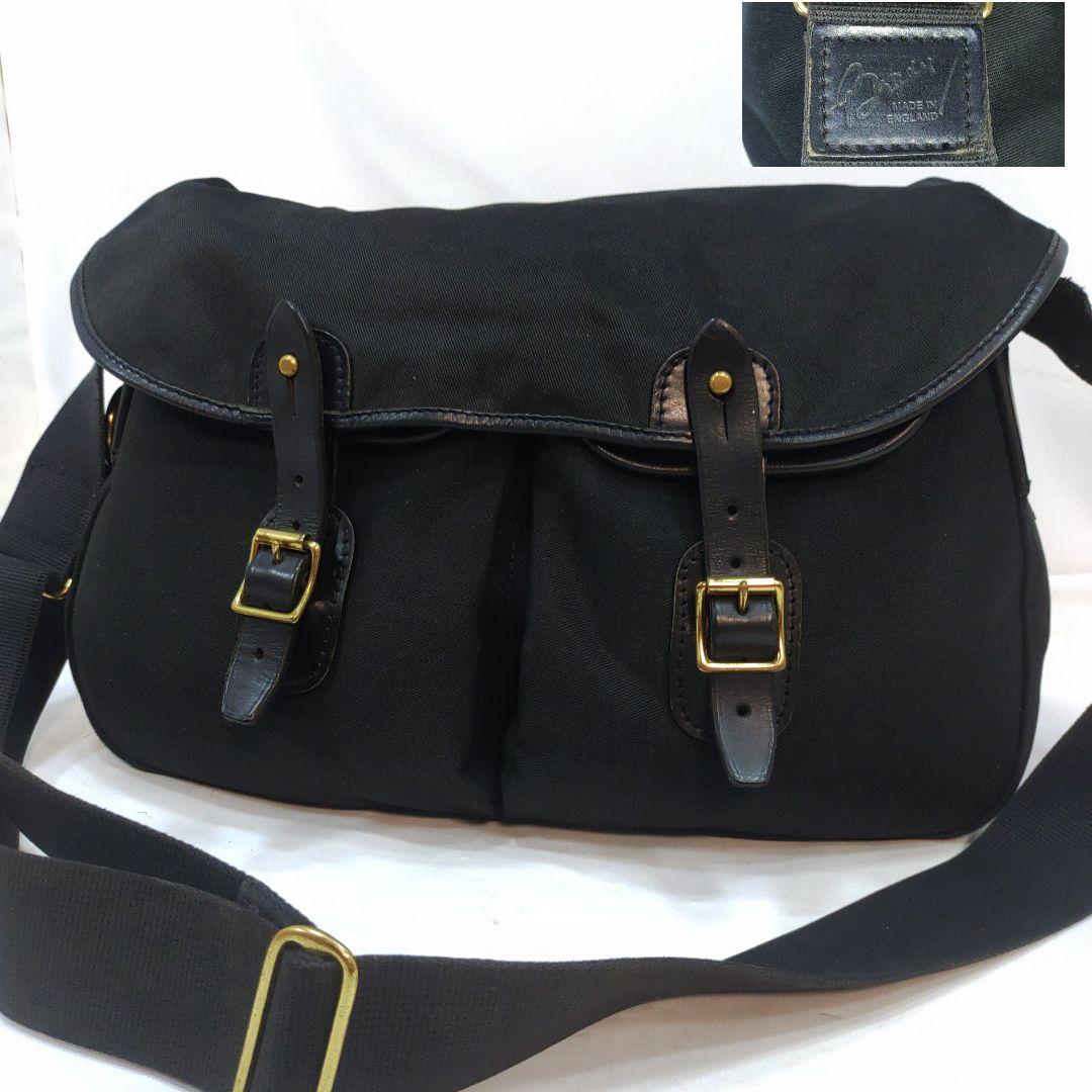 ブレディ アリエルトラウト ラージ メッセンジャーバッグ レザー×キャンバス 黒