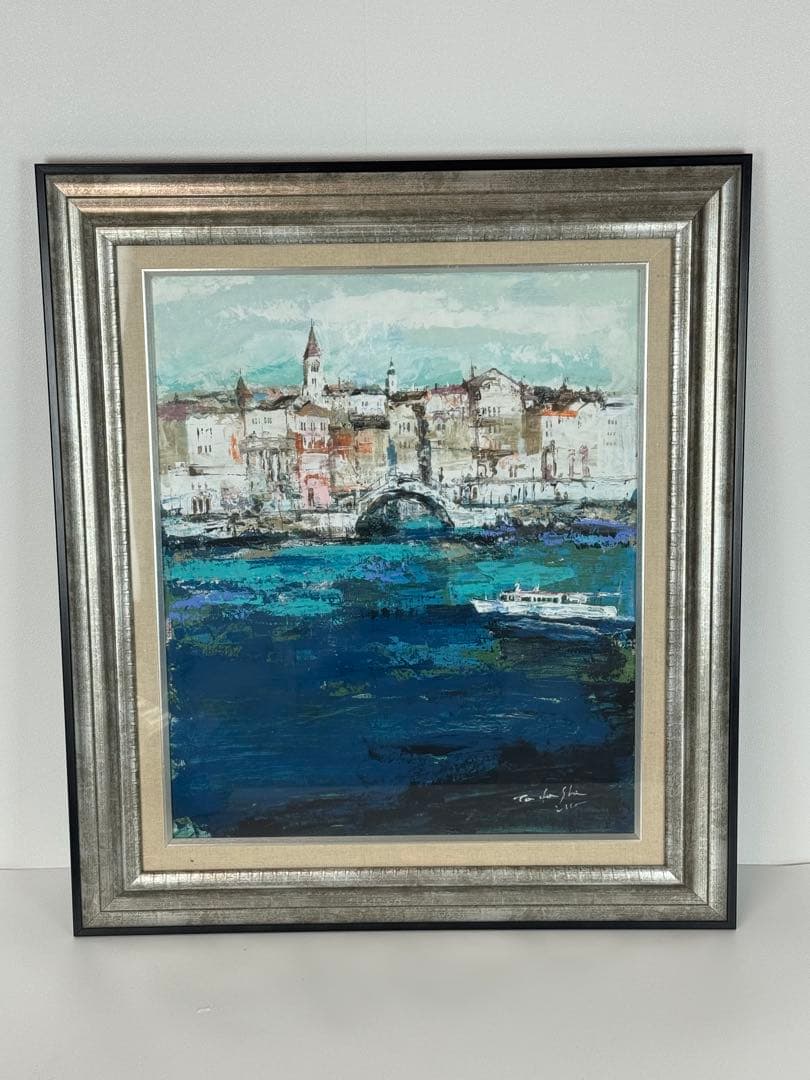 伊藤直 一枚の繪 【ベニス　ジュデッカ運河】 油彩 F8号 富谷一明「水辺の城」油絵・F8号 絵画買取・販売の小竹美術