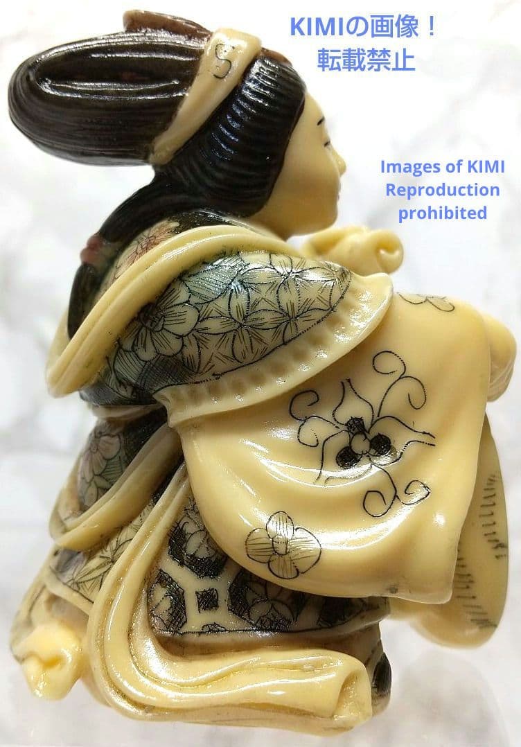 置根付 弁財天 七福神 極細工 在銘 雅俊 Netsuke 東洋彫刻 精密 彫刻