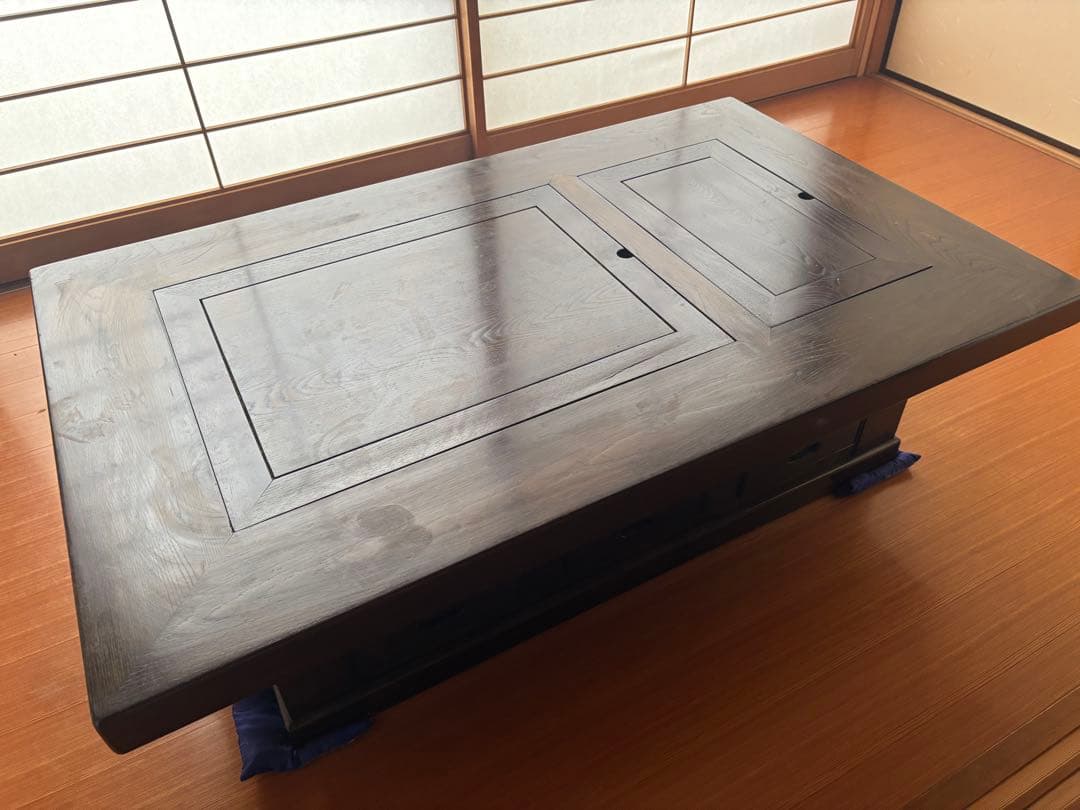囲炉裏付き木製ちゃぶ台