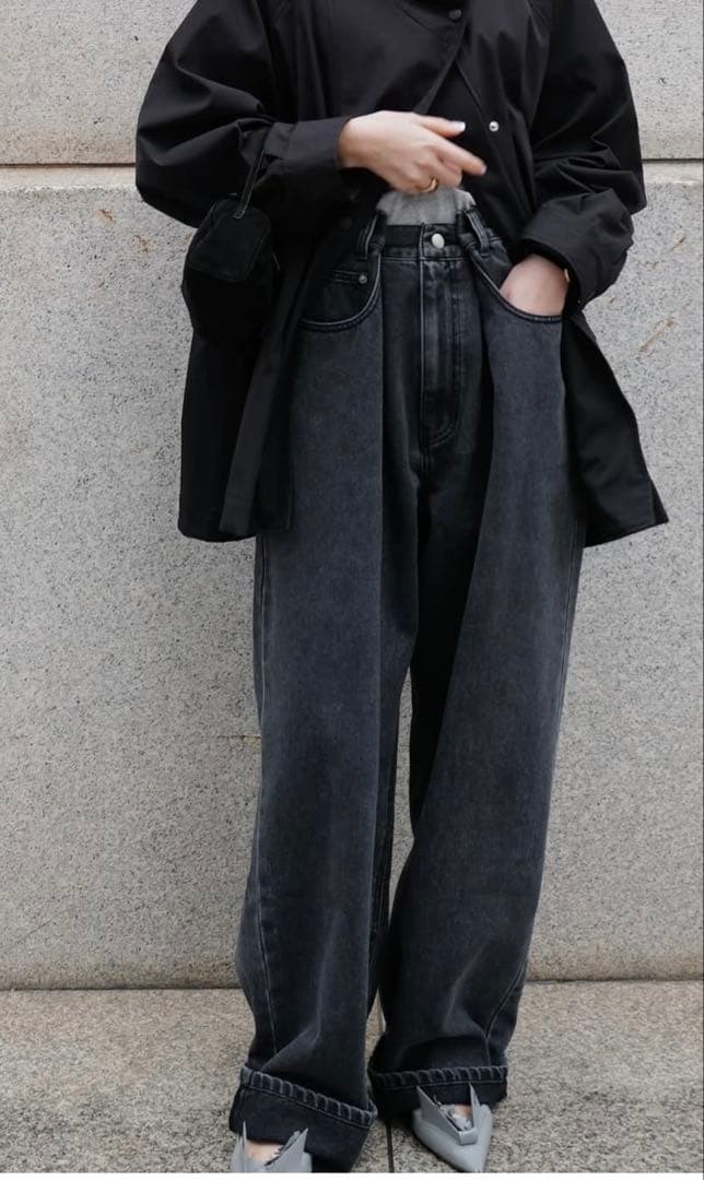 MACHATT マチャット ウエストタックデニム ブラック 36