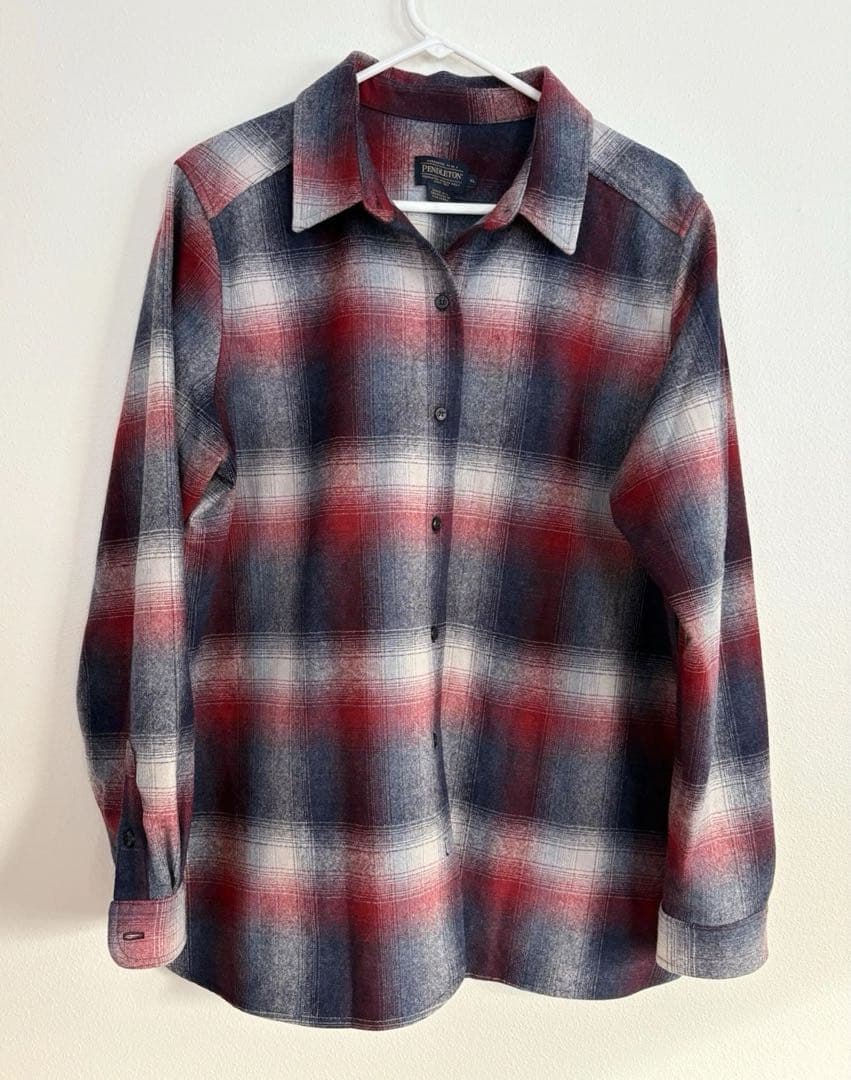 未着用 PENDLETON オンブレチェックシャツ 古着 XL 良カラー 美品 ペンドルトン オンブレ チェック ウール 長袖 ボードシャツ 黒