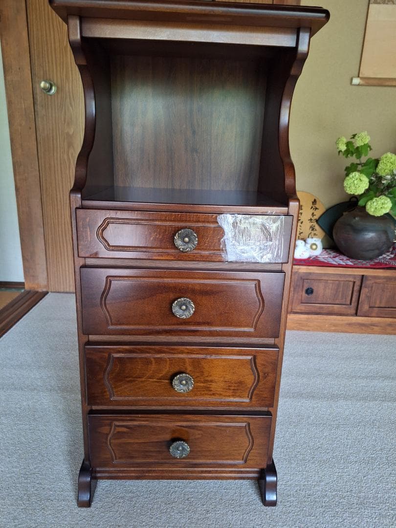 美品!【カリモク家具 】karimoku/コロニアル 電話・FAX台/チェスト