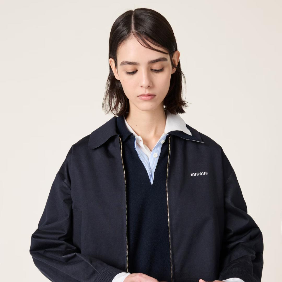 2025 SS MIUMIU ニットxポプリン ブルゾンジャケット ネイビー - メルカリ
