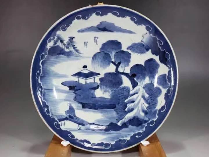 青花 大皿 清時代 中国古玩