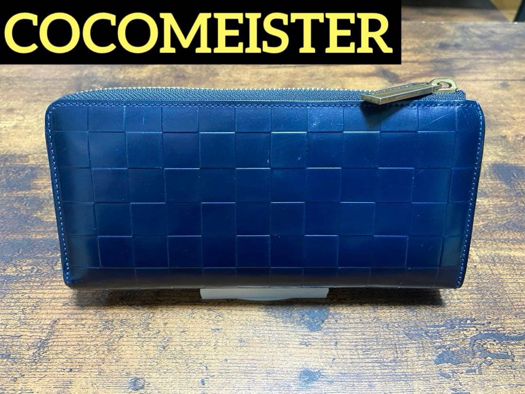 COCOMEISTERチェスボード・クイーン　ラウンド長財布 メンズ コードバン