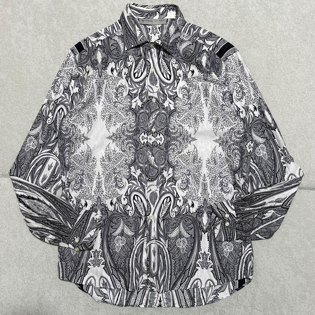 専用★メンズM✨ETRO エトロ　ペイズリー長袖総柄シャツ　ホワイト　白