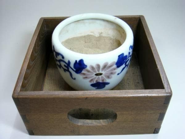 火入れ■古い煙草盆 花唐草紋 灰器 手炉 花器 たばこ盆 古民具 時代物骨董品■