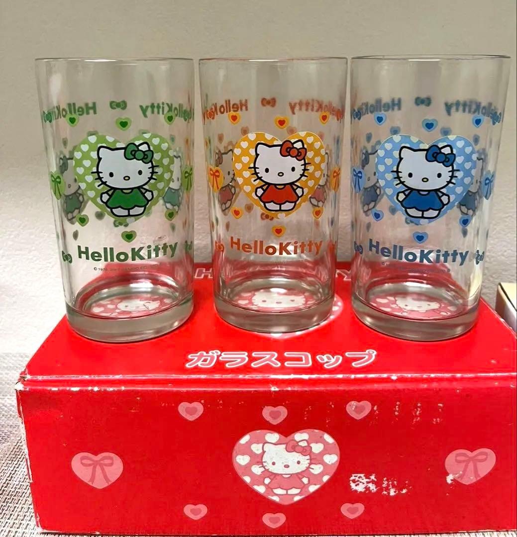 ハローキティ ガラスコップ 5コ 2001年 2007年 - メルカリ