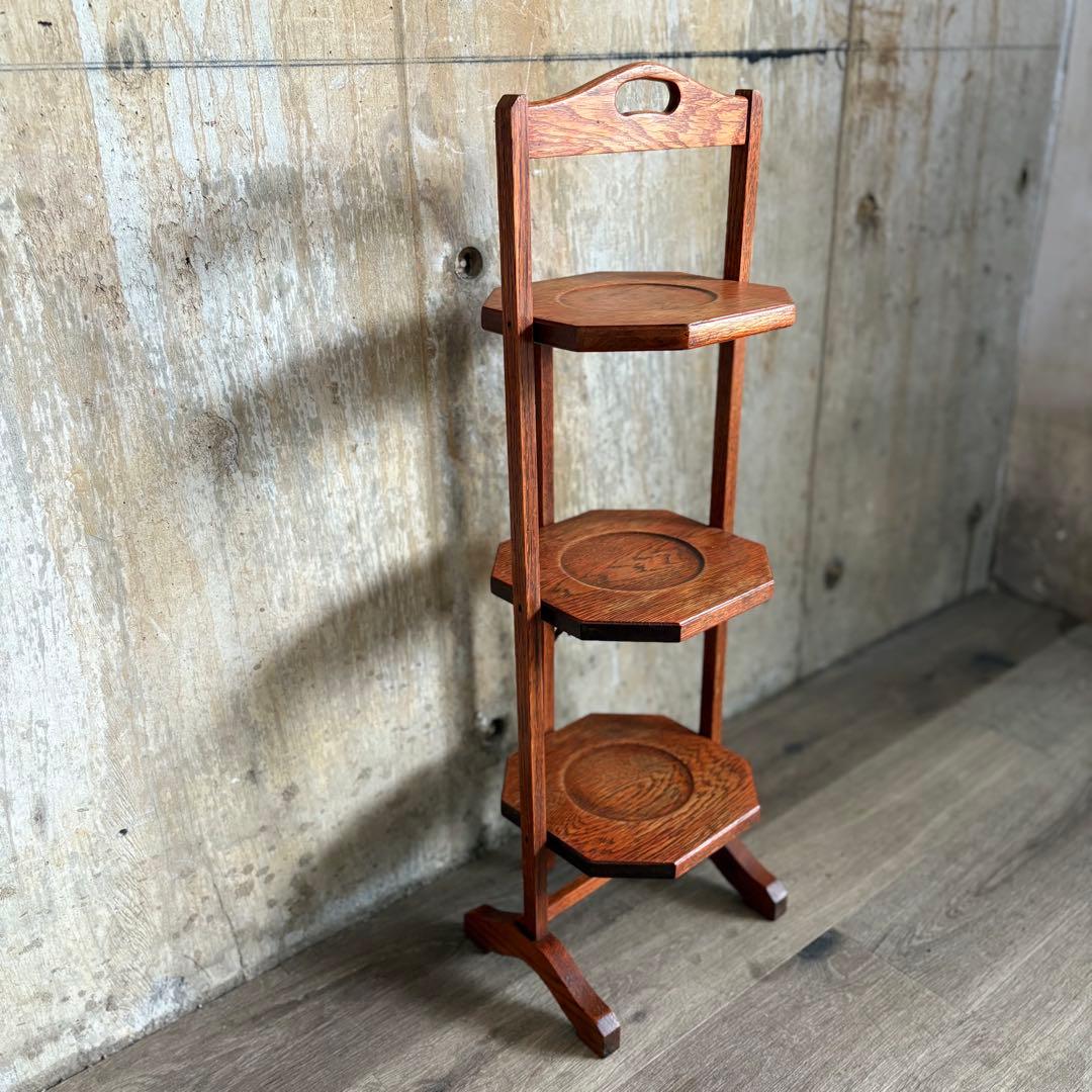 英国アンティーク　ケーキスタンド　アフタヌーンティー　折り畳み　ヴィンテージ