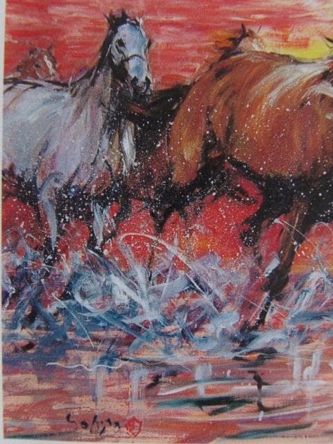 中畑艸人、「燿」、希少な画集の額装画、オーダーマット付・日本製新品