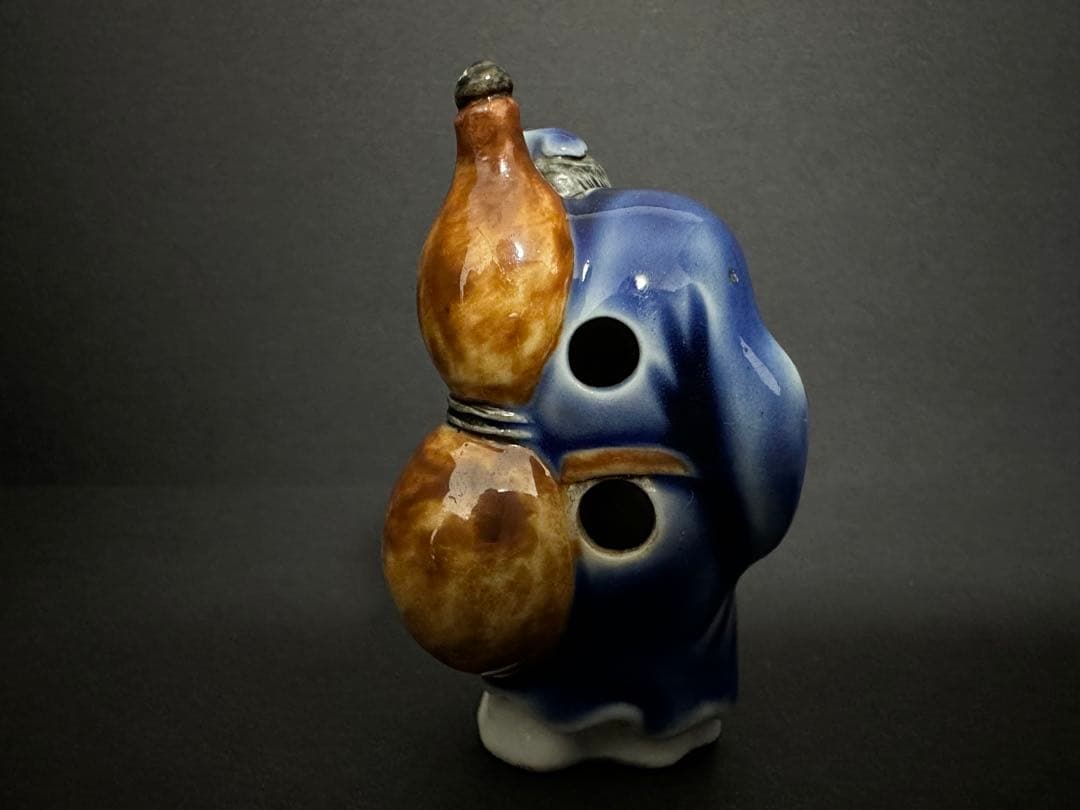 根付(netsuke)】陶器瑠璃鉄釉鉄拐仙人根付江戸時代