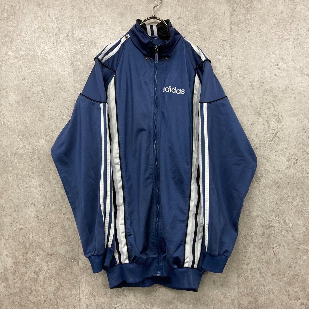 レアデザイン90s《アディダス》両面刺繍トラックジャケット/ブルー